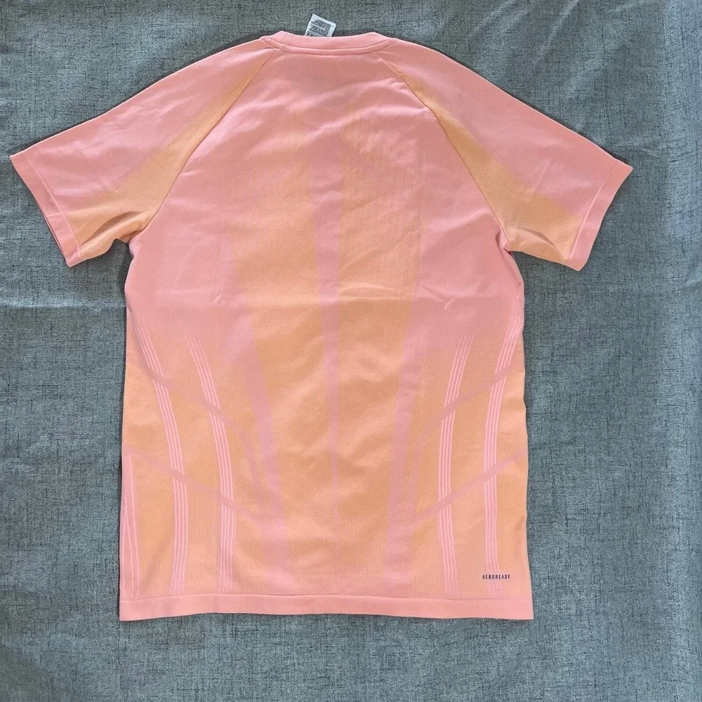 Adidas Shirt Men XL Pink Aeroready Knit Athletic